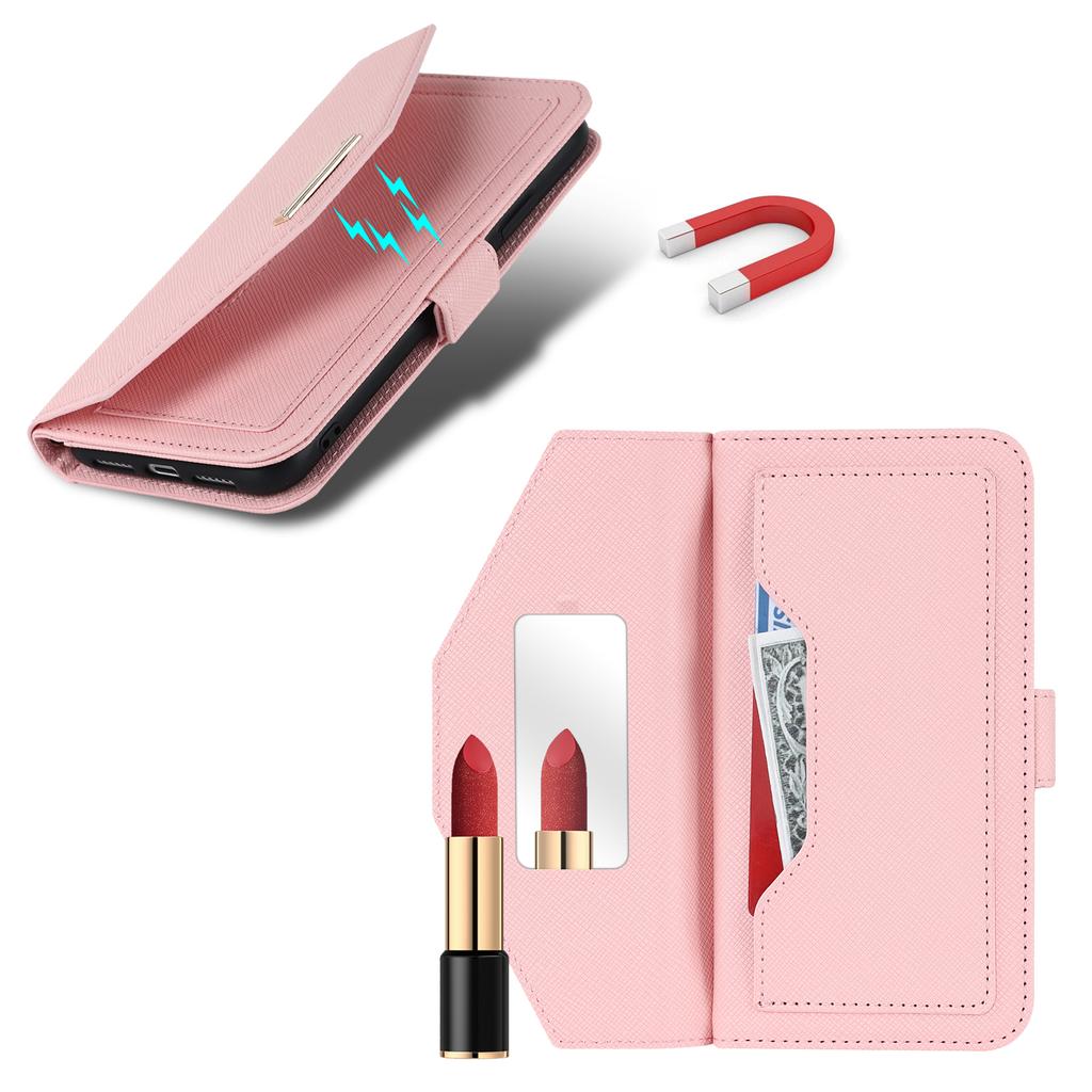 For Sony Xperia 1 VI Stand Case Cross Texture PU Leather Wallet Phone Cover with Shoulder Strap/Makeup Mirror