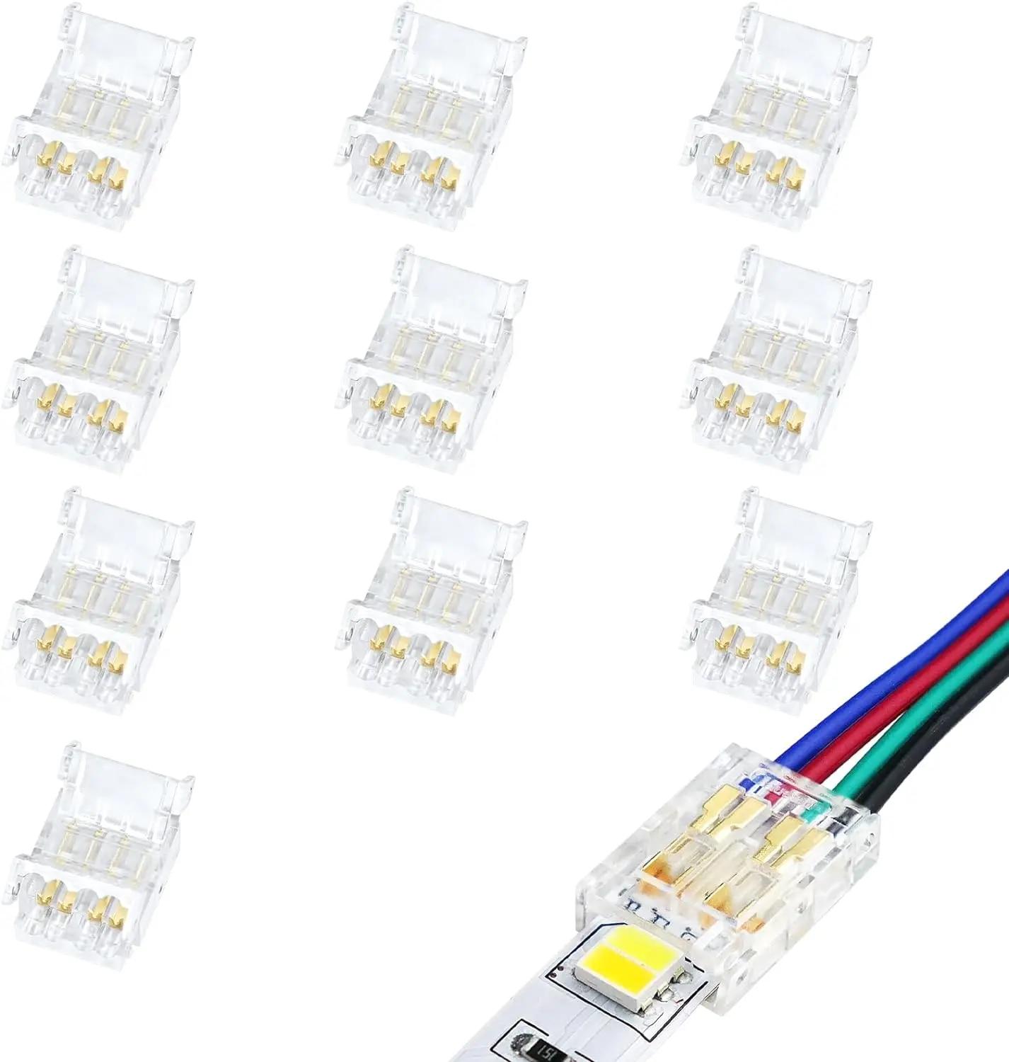 

10 шт. светодиодных разъемов 2Pin 8/10 мм, разъем Strip-to-Stick, прозрачный, без пайки, без проводов, разъем для ленточного освещения 10PCs