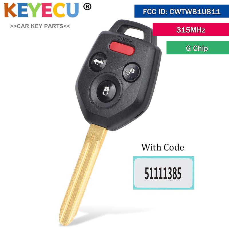 With PINCODE Remote Car Key for Subaru Impreza WRX Forester XV Crosstrek Outback Legacy, Fob 4 Buttons - G Chip - CWTWB1U811