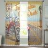 Motorcycle Highway Retro Style Chiffon Sheer Curtains For Living Room Bedroom Home Decoration Window Voiles Tulle Curtain