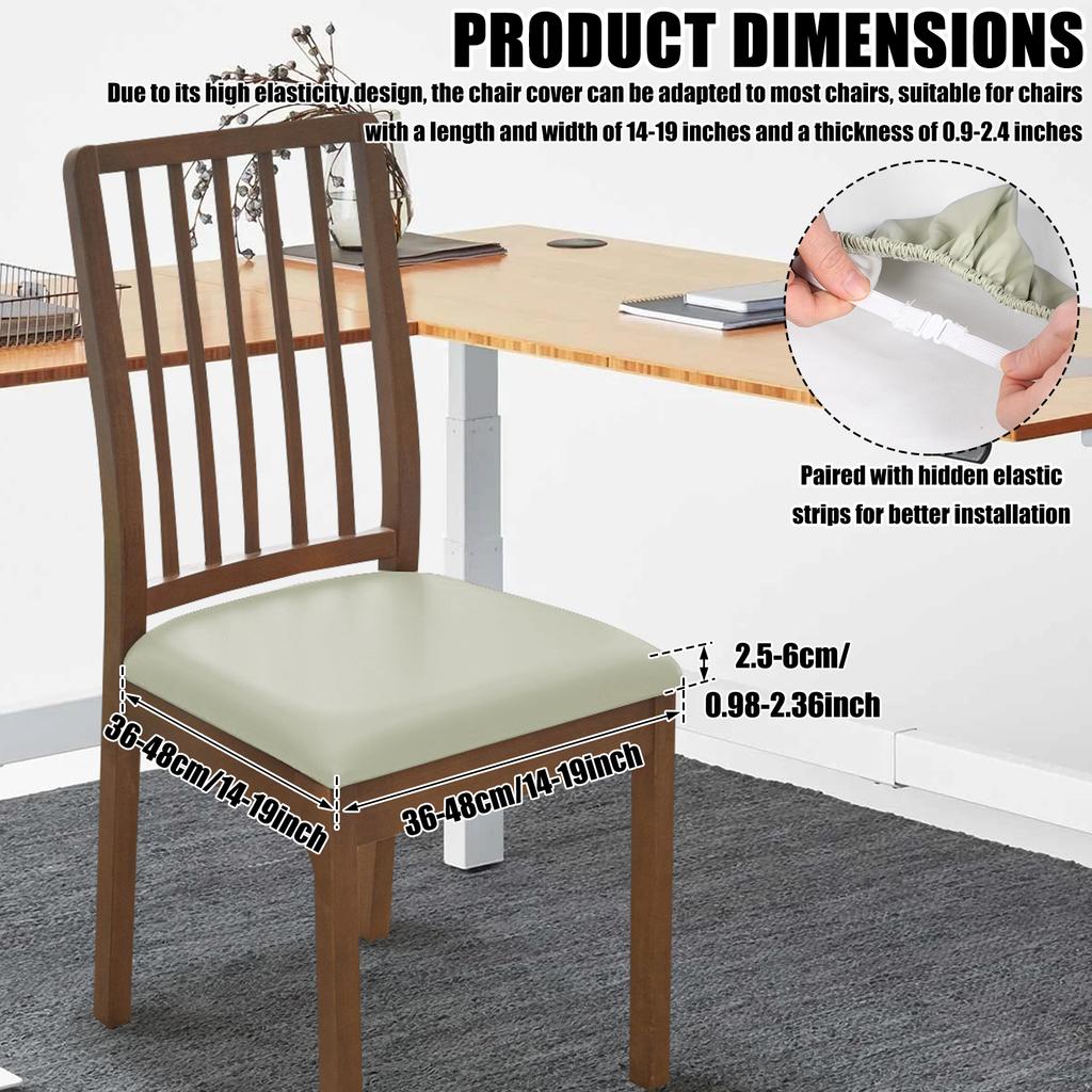 4Pcs Dining Chair Seat Cover Set Leather Waterproof Chair Cushion Cover Kitchen Chair Seat Protector Slipcover Furniture Decor