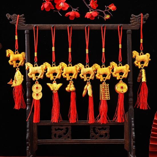 Chinese New Year Decorations 2026 Year of Horse Lucky Feng Shui Charm Zodiac Horse Hanging Tassel Pendant for Fortune Wealth Success Home Car Bonsai