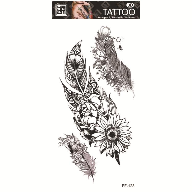 Yuanhua Waterproof Wolf Head Totem & Arabic Text Tattoo Stickers