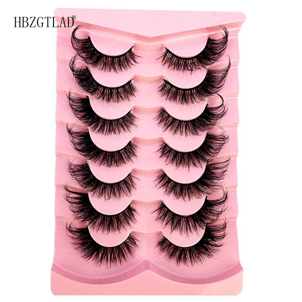 NEU 7 Paar Katzenaugen-Wimpern 3D Natürliche falsche Wimpern 5d Flauschige weiche Kreuz-Manga-Wimpern Wispy Natürliche Wimpernverlängerung Make-up