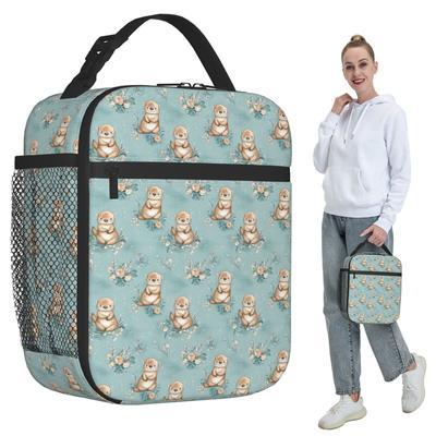 Cute Otter In The Water Pattern Insulated Lunch Bag for Kids School Cooler Thermal Food Box Tote Portable Lunch Boxes Container