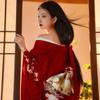 BUITVOZE Kimono Set and Hair for Cherry Blossom Adult and Heko Obi Size Fits One Size Fits Women's 4-Piece (Yukata, Obi, Fan, Accessory) Viewing,