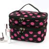 Travel Cosmetic Makeup Bag Organizer Double Layer Dot Pattern Toiletry Bag Case Pouch With Mirror For Woman