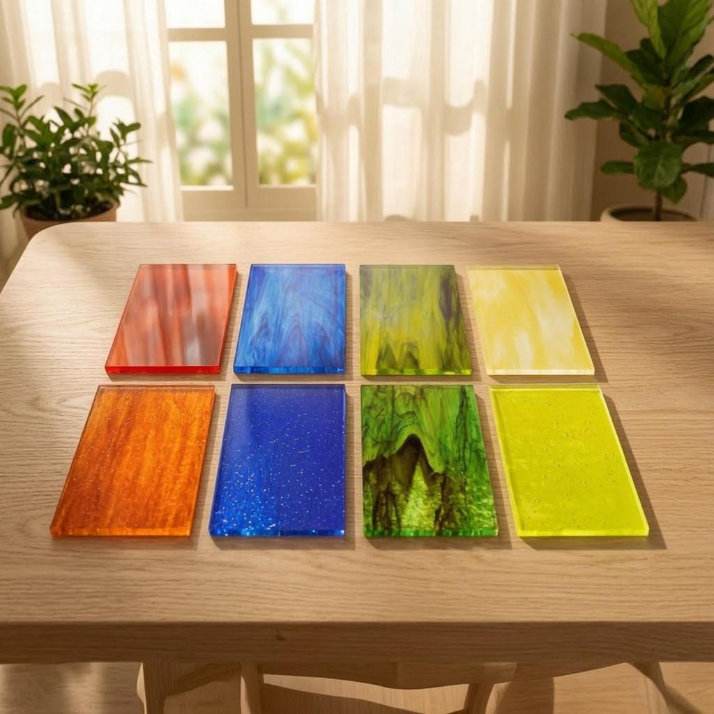 8 Pieces Glass Sheets Easy for Ornament Making, Mosaic Makers