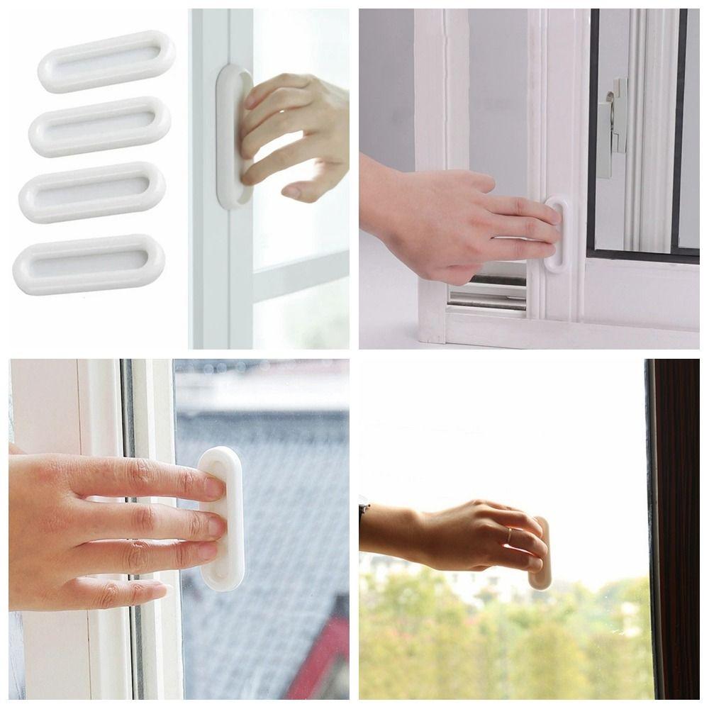 Self-adhesive Sliding Door Handle Non-slip Grip Cabinet Drawer Handles Oval Door Handles  Glass