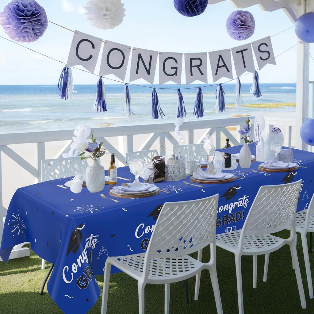 Slergut 2026 Graduation Decorations 3 Pack Graduation Tablecloth 54"x108", 2026 Graduation Party Table Decorations Blue Graduation Party Supplies