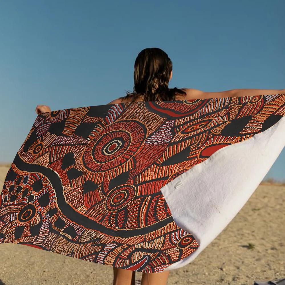 Asciugamano Arte Aborigena Australiana Microfibra Asciugamano da Spiaggia Assorbente Asciugatura Rapida Morbido Yoga Nuoto Resort Arrampicata Asciugamano