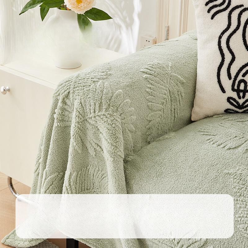 Shu Bomull Fløyel Tredimensjonalt Preget Sofahåndkle Fullt Dekke Klut Ins Stil Vinter Varmt Sofatrekk Altomfattende Universelt Dekke Teppe
