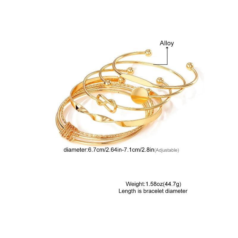 5pcs Punk Multilayer Bracelets for Female Elegant Delicate Twist Sparkling Adjustable Bangles Jewelry Couples Gifts