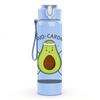 1PC Fitness Avocado Cartoon Print 750ml Color Plastic Sports Water Bottle Leakproof Flip Straw Lid Suitable for Sports Office Home Use