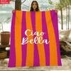 Orange-Violett Gestreifte Italienische Gruß-Flanell Decke Für Mediterranen Stil Dekor Weiche Warme Überwurfdecke Geschenk