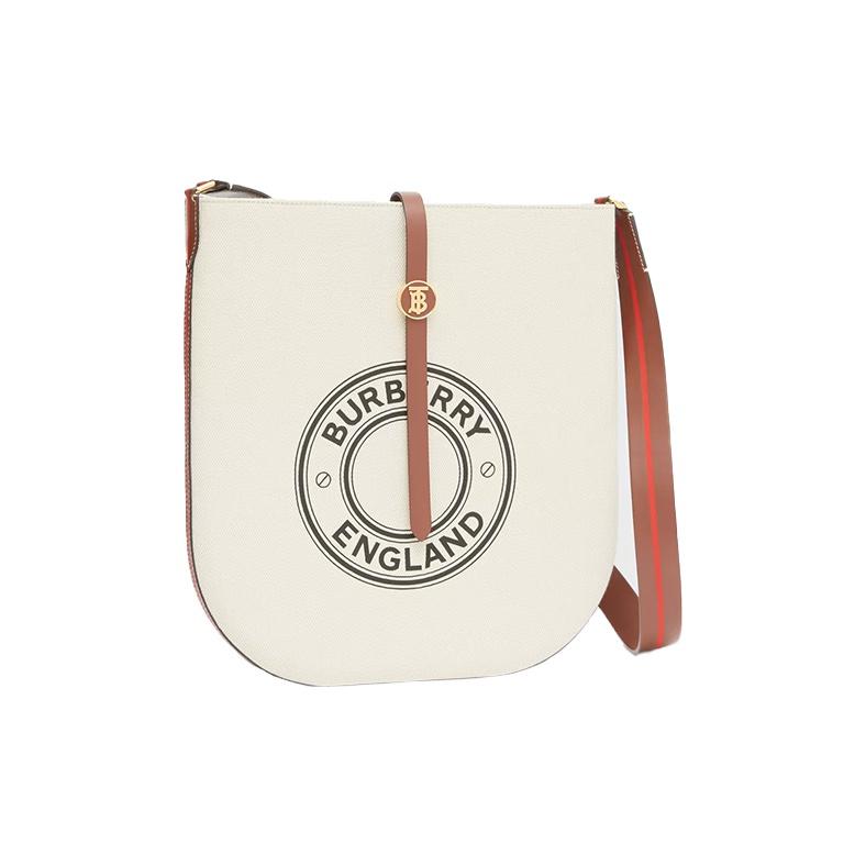 Burberry Logo Graphic Cotton Canvas And Leather Anne Shoulder Bag Women Shoulder Bag Natural 80268851