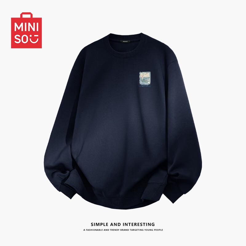 MINISO Men's Heavyweight Round Neck Pullover Sweatshirt