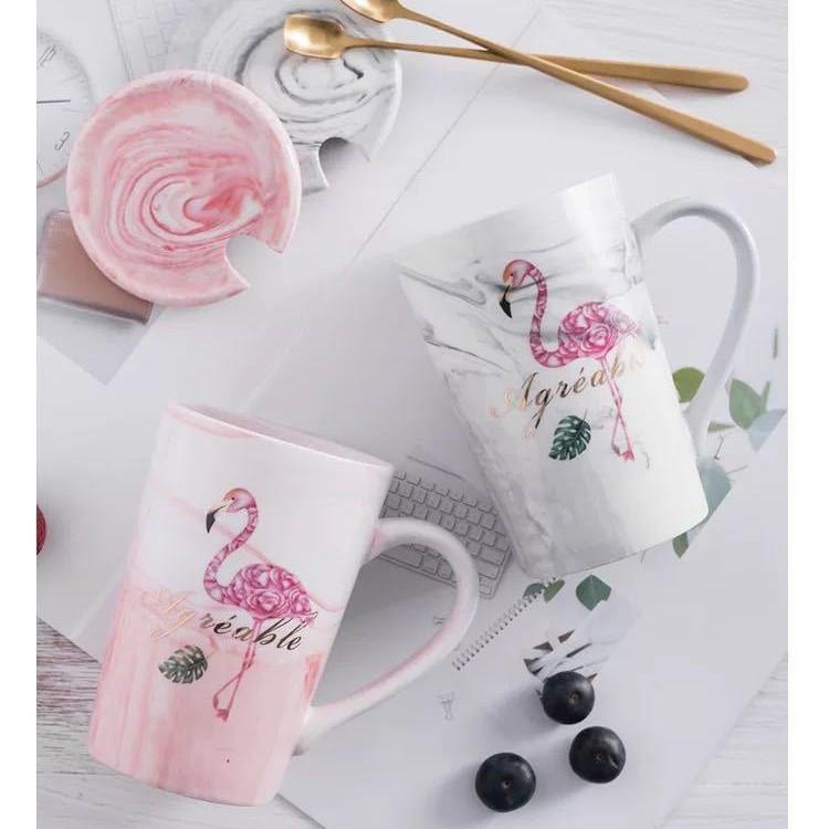 Marble Mug Ceramic Cup Gift Box Coffee Cup Couple Creative Water Cup with Lid Spoon