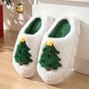 Men's Cozy Christmas Tree Slippers Plush Indoor House Shoes with Anti-Slip Thick Sole, Warm Winter Slip-Ons for Men Plush Fabric Slippers