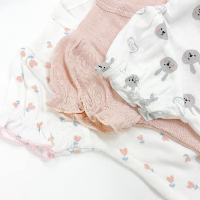 Baby Clothes Short Front Set of Floral [Chuckle Baby] Rompers, Sleeves, Opening, 3, Girls, Rabbit, Pattern, Plain, 80cm, T2112E-80-20