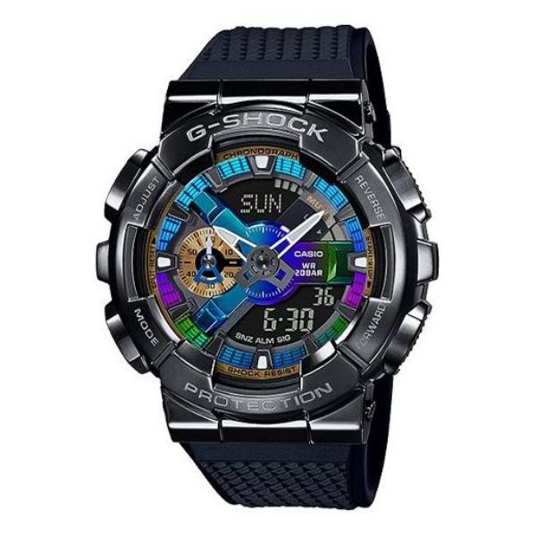 Casio Черный силиконовый ремешок, Цветной циферблат, Мужские кварцевые часы GM-110B-1APR чёрный