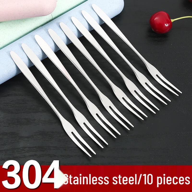 Mansou Stainless Steel 2-Prong Fruit Forks - 10-Pack
