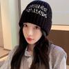 English Alphabet Embroidery Knitted Wool Hat Women's Hat Fashion Versatile English Alphabet Splicing Hat Women's