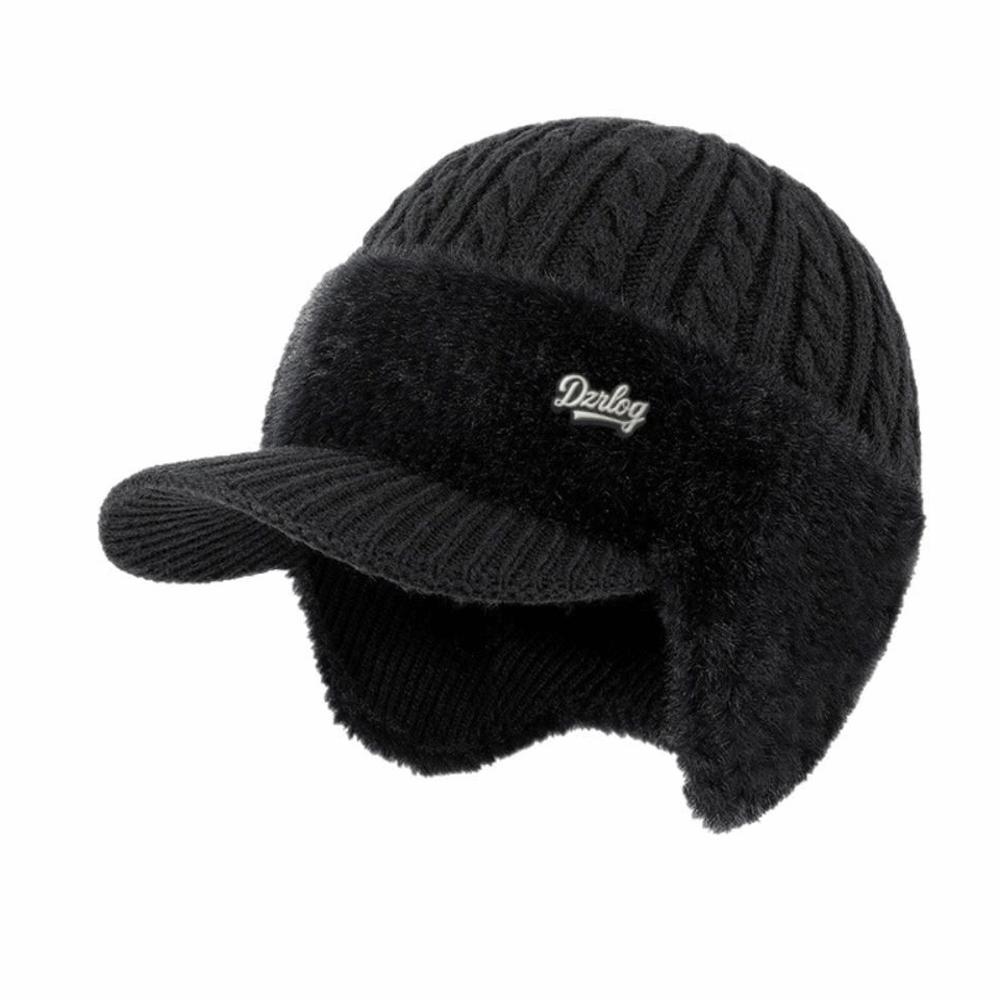 Comfortable Thick Warm Winter Thermal Hat Earflaps Windproof Knitted Cap Elasticity Elderly Beanie Dad Grandpa