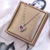 Top Luxury Colorful Crystal Ocean Heart Pendant Necklace for Women Trendy 316L Stainless Steel Jewelry Female Wedding Neck Chain