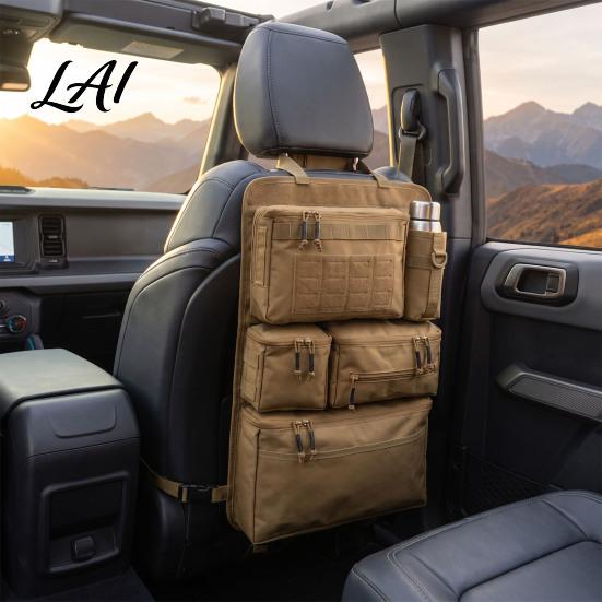 Heavy Duty Car Organizer Tactical Seat Back Organizer Oxford Cloth Universal Backseat Storage Bag One-Piece with Multiple Pockets for Trucks