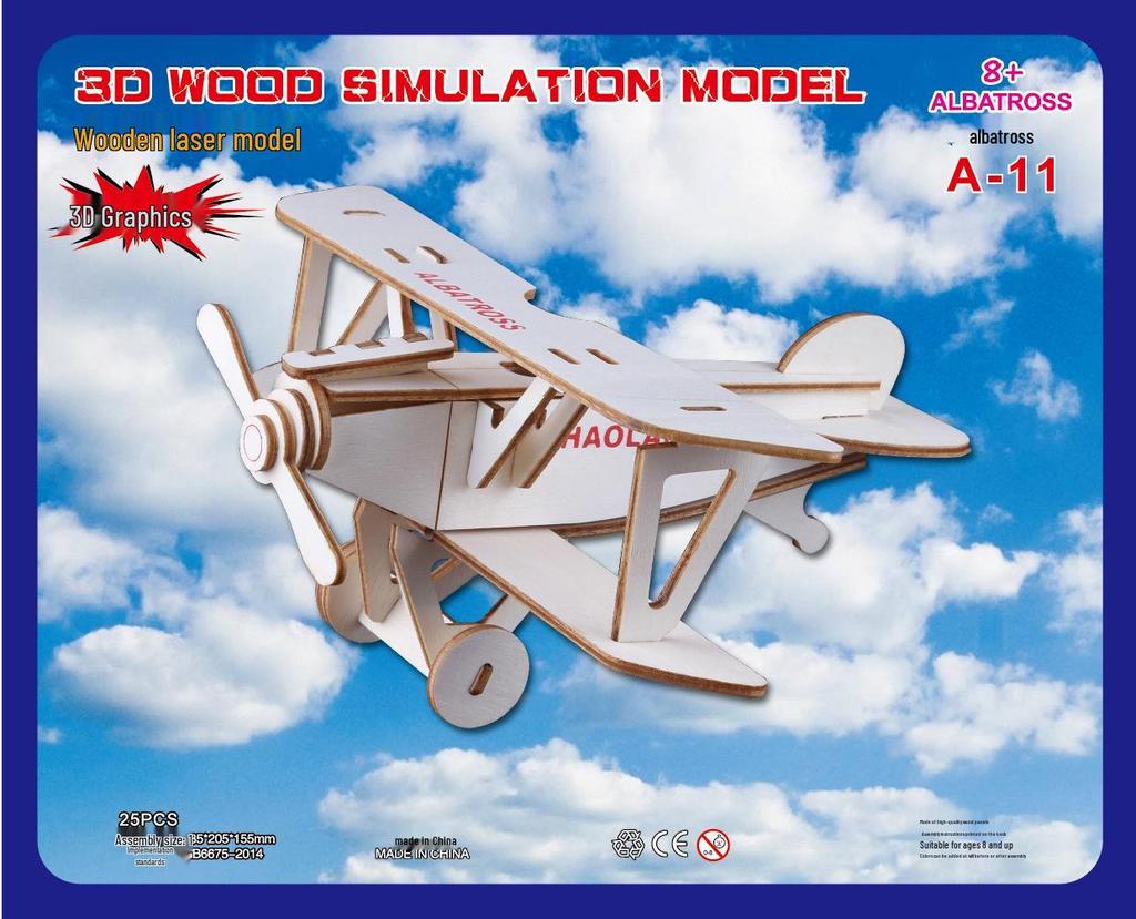 3D Wooden Fighter Bomber & Warship Puzzle Toy for Kids