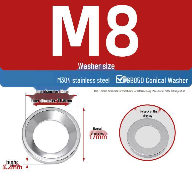 304 Stainless Steel Conical, Spherical, and Concave Convex Washers (M6, M8, M10, M12)