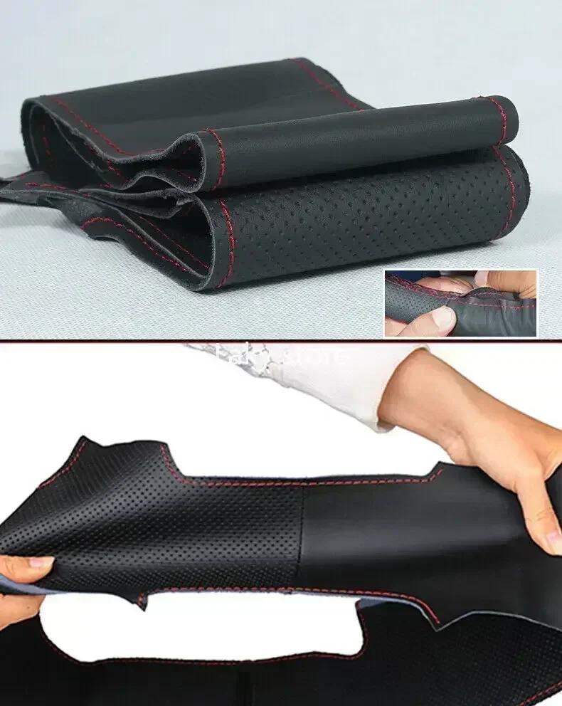 Lemn de piersic Piele pentru Skoda 2016-2018 Superb Cusut manual Capac Volan Mașină Carcasă Protecție Interioară Accesorii Auto