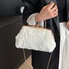 Luxury Embroidered Women's Shoulder Bag Metal Top Handle Purse With Long Chain Strap Evening Party Clutch