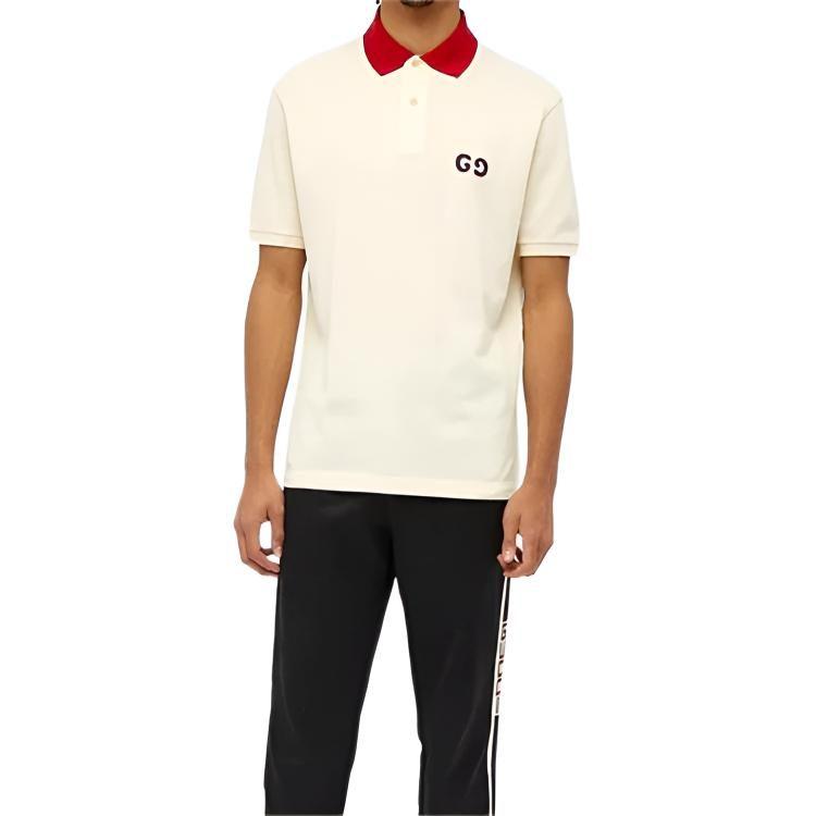 GUCCI Men Contrast Collar Logo Short Sleeve Polo Navy 574086-XJA6C-9244