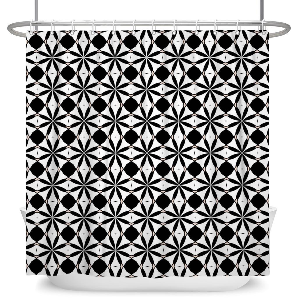 Geometrisches Muster Duschvorhang Modern Minimalistisch Wasserdicht Badvorhang Badezimmer Dekor Polyesterstoff Mit Haken Inklusive