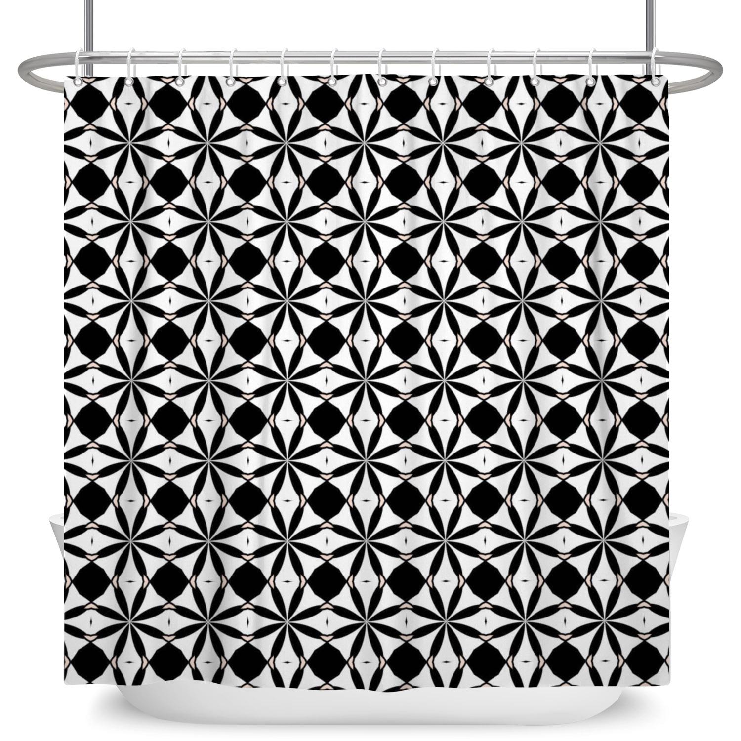 

Geometric Pattern Shower Curtain Modern Minimalist Waterproof Bath Curtain Bathroom Decor Polyester Fabric With Hooks Included W90cm x H180cm