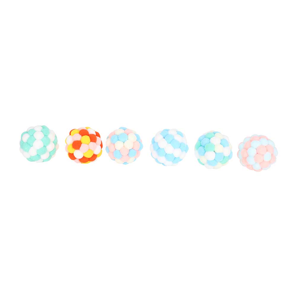 6Pcs Multi Colored Pet Cat Soft Plush Ball Sound Toy Interactive Training Cat Teaser Toy