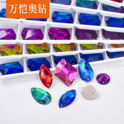Gemengde Vorm Gouden Bodem Handgenaaide Boor, Waterdruppel Paardenoog Satelliet Dubbel Gat Platte Gesp Diy Kledingaccessoires Accessoires Strass