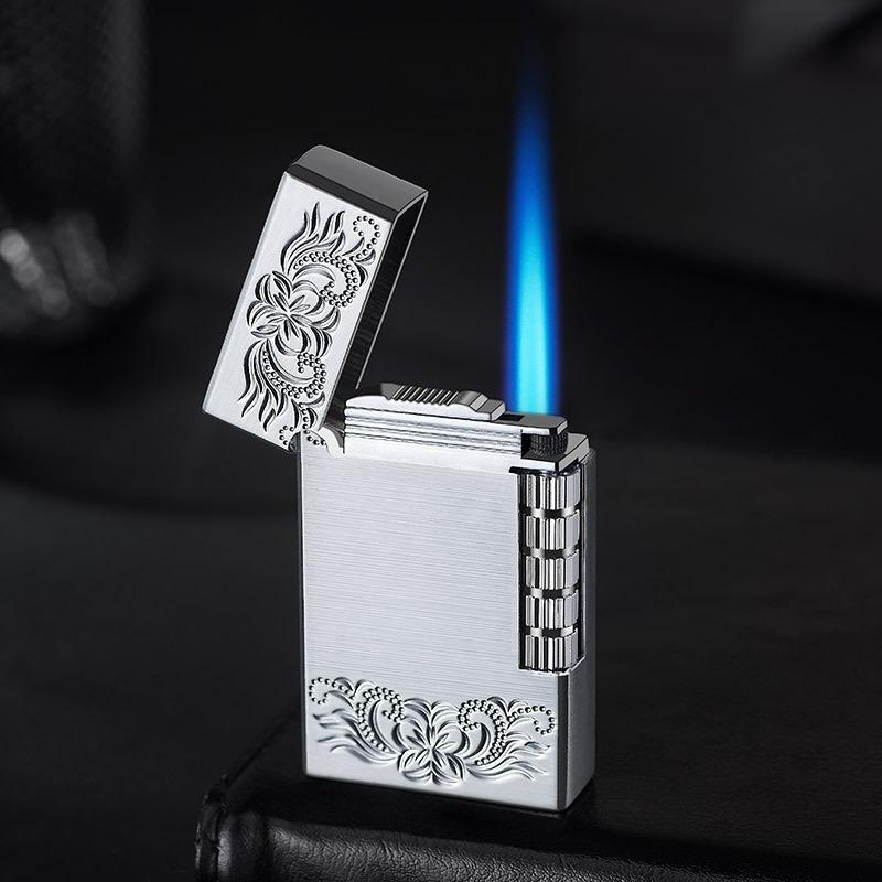 New Classic High End Langsheng Inflatable Windproof Direct Charge Lighter Blue Flame Business Gift Cigarette Accessories