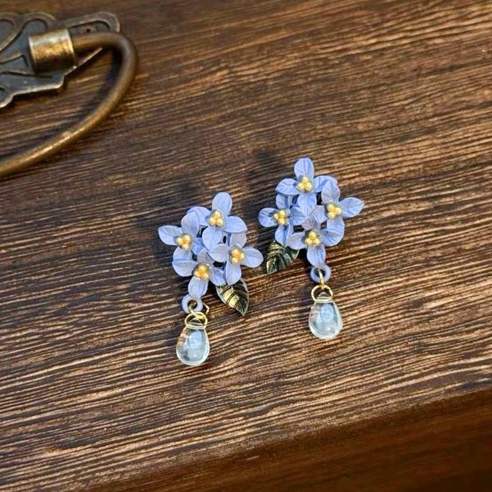 Blue Color Orchid Earrings Sweet Flower Earrings New Pendant Earrings Women