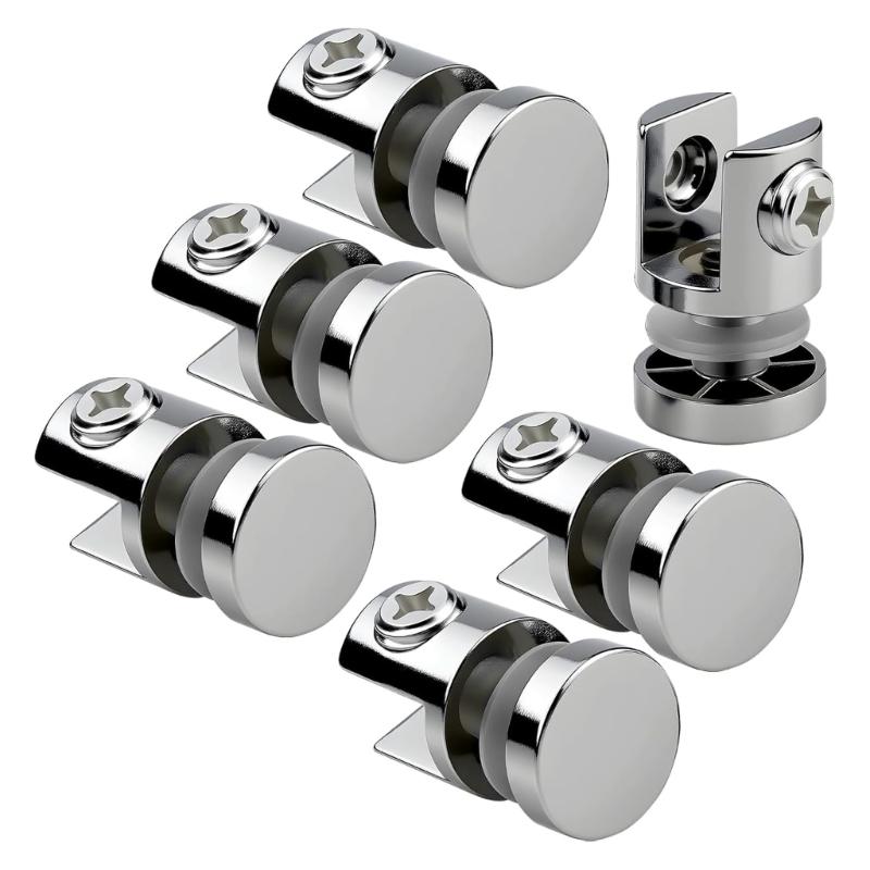 6PCS Heavy Duty Glass Clamping Brackets Corrosion Resistant Supports For Mirrors Office Partitions 5 to 10mm Thickness