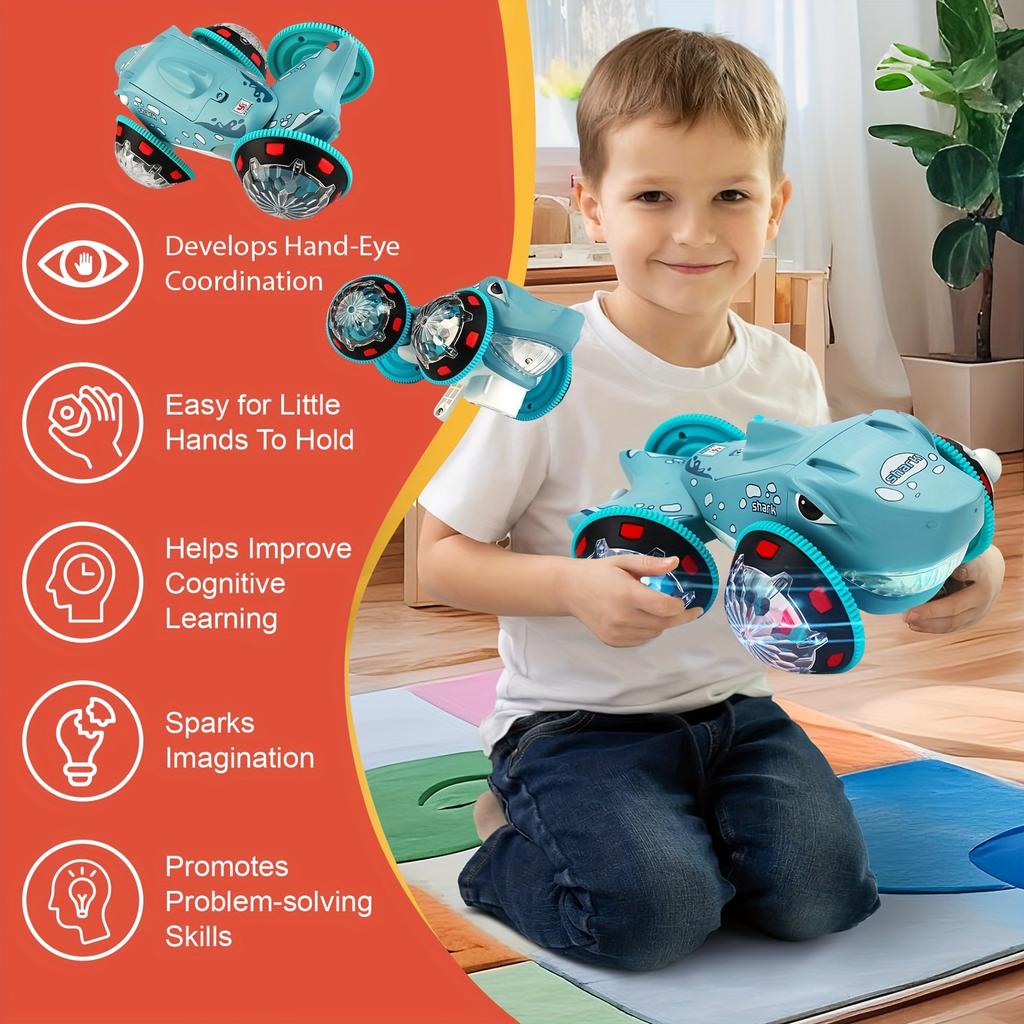 Shark Robot Toy with Auto Obstacle Avoidance, 360° Spinning, Safe ABS Construction Interactive Movement,No Batteries Included,Birthday/Christmas Gift
