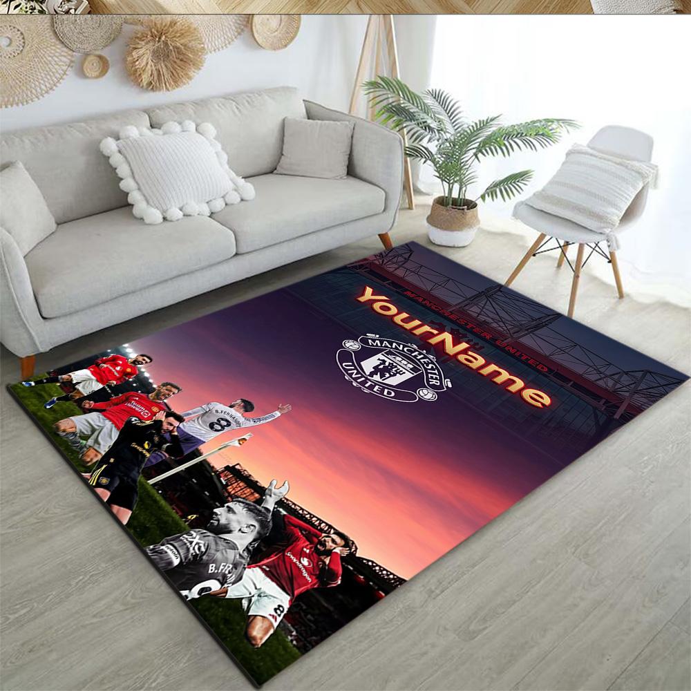 Manchester Customizable Name Floor Mat Perfect for Foyer Dormitory Playrooms Decorate room Anti-slip Rug Anime Office Decor Birthday/Christmas Gift