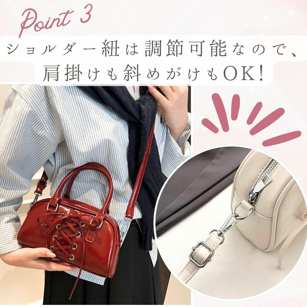 Harujio Women's Mini Boston Bag, Shoulder Bag, Mini Boston Bag, Handbag, 2-Way, Small, Shoulder Bag, Crossbody Bag, Wide, Korean Trend, Ribbon,