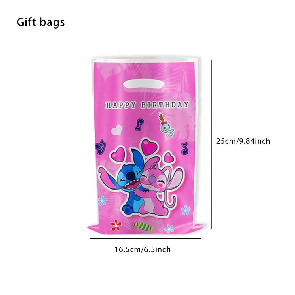 Kids Party Stitch Candy Bags With Plastic Material For Birthday Decor Gifts And