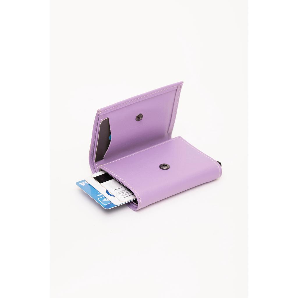 Schwarze Shk69-Geldbörse aus Kunstleder mit Papiergeldfach, automatischem Schiebemechanismus, Vordertasche und Kartenhalter