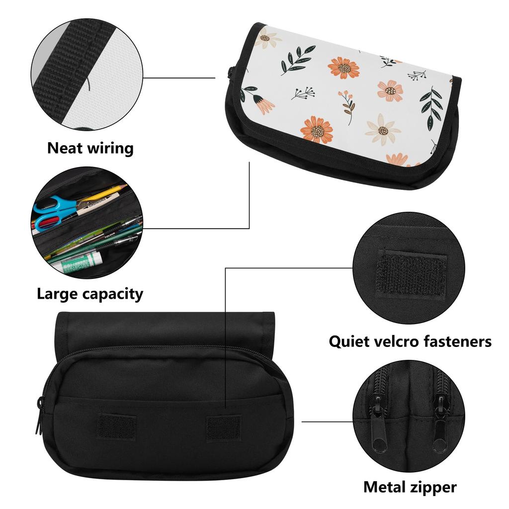 Pencil Bag Multi Compartment 300D Polyester Metal Zipper with Two Compartments for Pens Ruler Earphones Students for Boys Girls