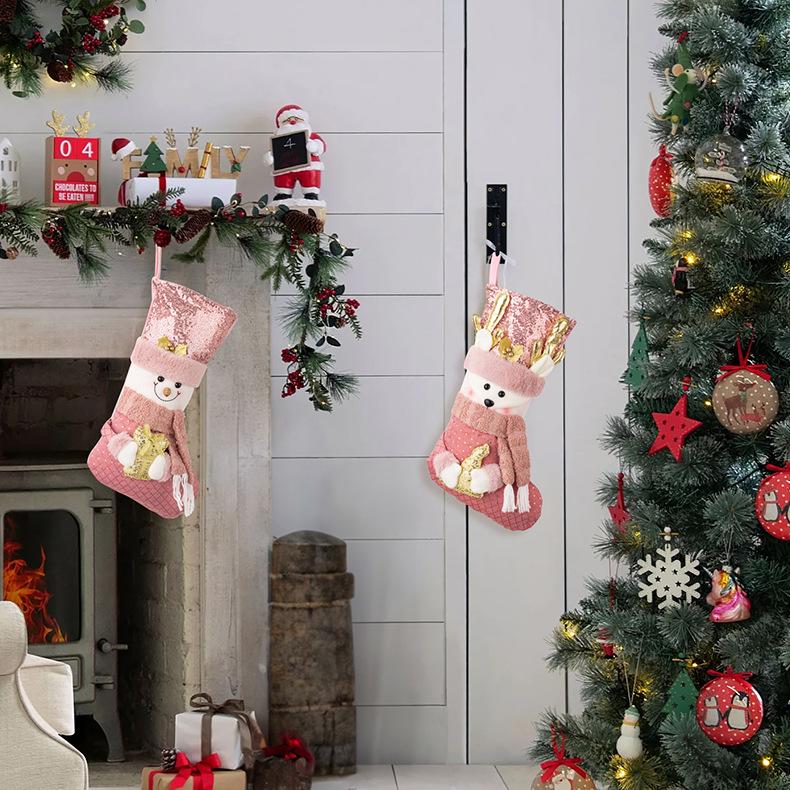 European Style Pink Sequin Christmas Stocking