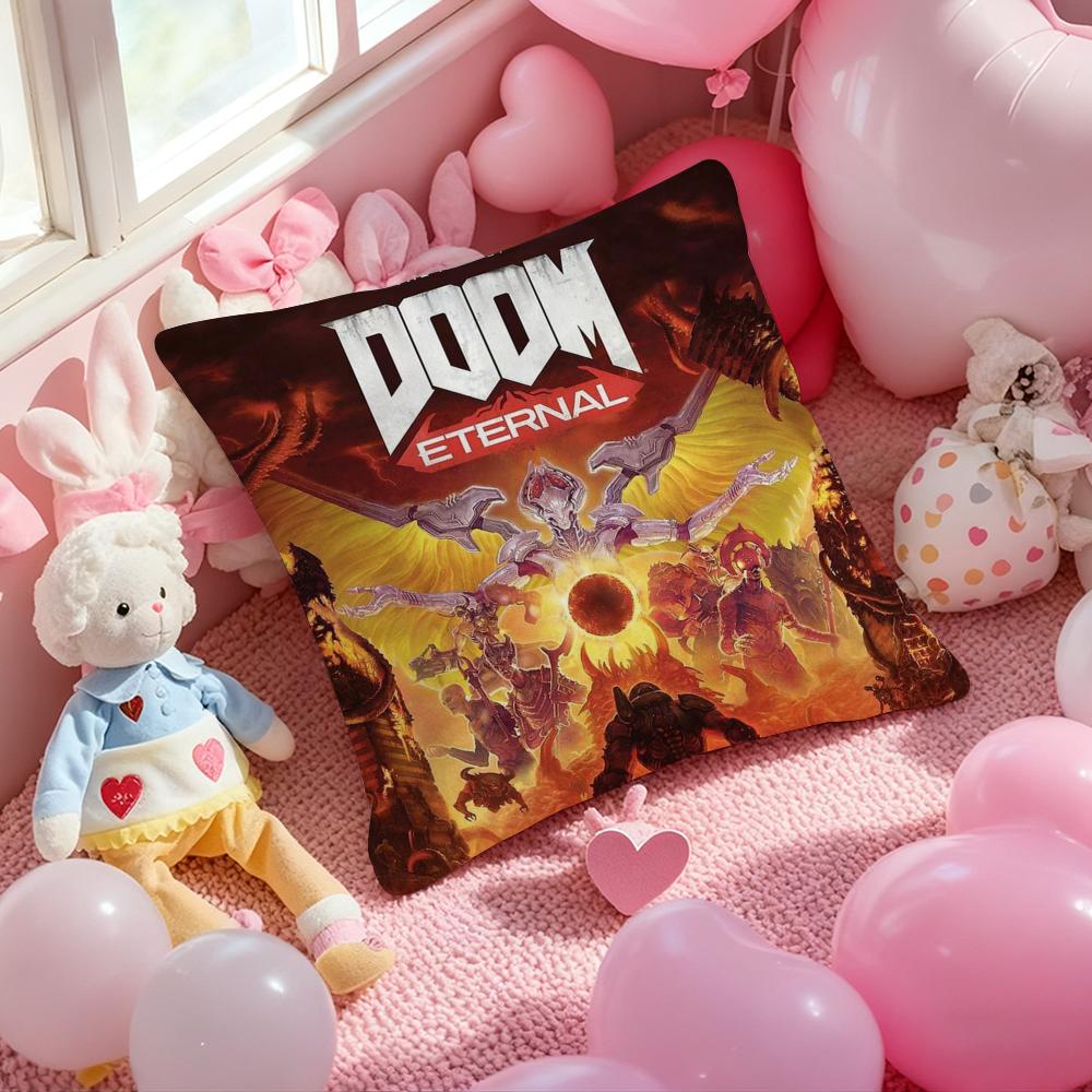 D-Doom E-Eternal Cool Game Cushion Cover Pattern Printed Pillowcase for Living Room Sofa Cushion Cover & Bedroom Decor